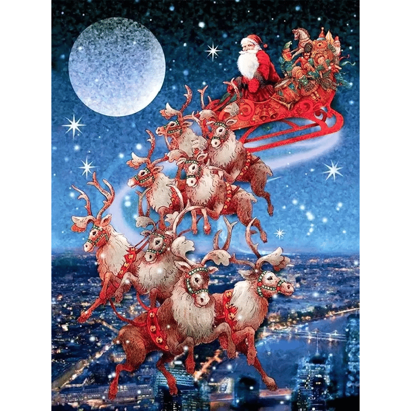 Julemand med rensdyr - Rensdyr med lys